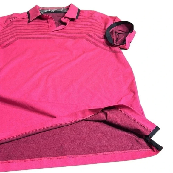 Under Armour Heat gear polo,golf shirt,men Large,Short sleeve , logo,stripes. - Picture 13 of 14